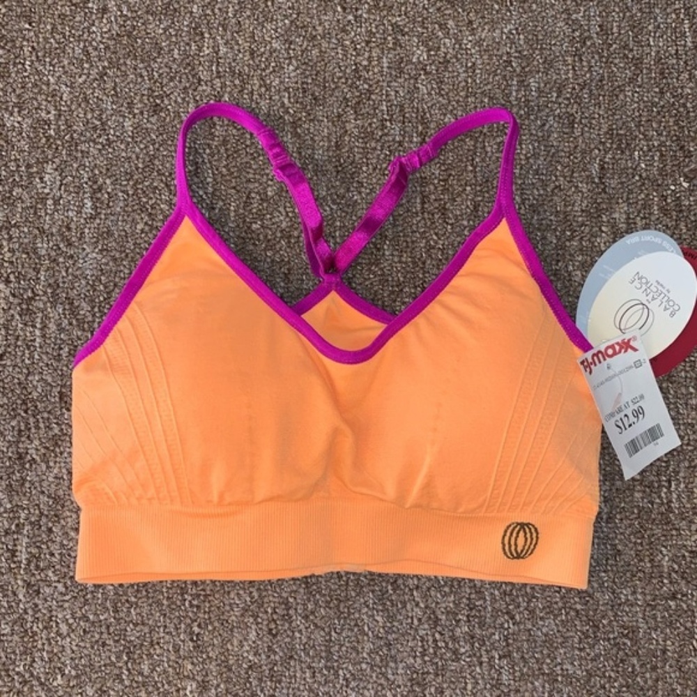 Marika Neon Orange Coral Sport Bra M Medium Purple